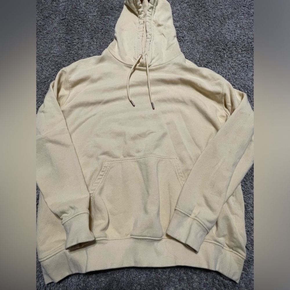 H & M Basics Women’s Yellow Large Hooded soft Sweatshirt oversized with pockets - Picture 5 of 5